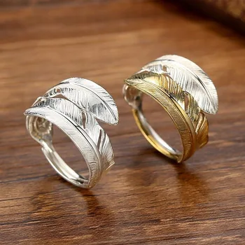 Original nou S925 argint Japoneză pene de lux lumina senior inel bărbați și femei cupluri inel de deschidere reglabil
