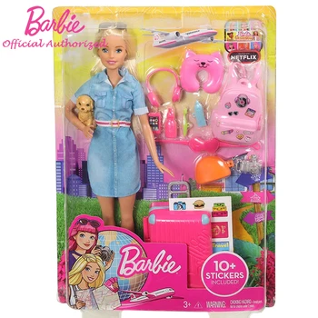 Original Păpuși Barbie Brand de Călătorie Fata cu Catelul Sortiment Fashionista Papusa Jucării pentru Copii Cadou de Ziua Renăscut Bonecas