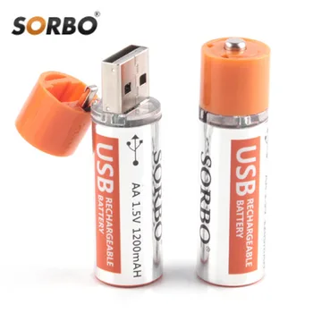 Original Sorbo 4buc USB Reîncărcabilă Baterie AA 1.5 V 1200mAh Încărcare Rapidă Li-po Baterie de Calitate Baterii AA Bateria RoHS CE