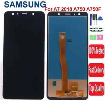 Original Super AMOLED LCD Pentru Samsung Galaxy A7 2018 A750 A750F SM-A750F/DS A750FN Display Lcd Touch Screen Digitizer Asamblare