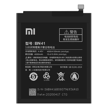 Original Xiaomi Baterie BN41 pentru Xiaomi Redmi Nota 4 / Nota 4X MTK Helio X20 Editon 4100mAh