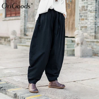OriGoods Femei Pantaloni de Iarna din Bumbac Matlasat, Gros, Cald Pantaloni Plus dimensiune Vrac Toamna Pantaloni Vintage Noutate Femei Pantaloni C284