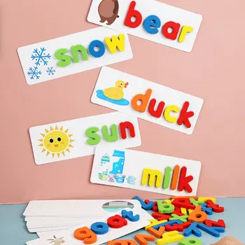 Ortografie Cuvânt Joc De Puzzle Seturi De Jucării Engleză 26 De Litere Recunoașterea Alfabet Copilul Mai Devreme De Învățământ Cunoaștere Prop