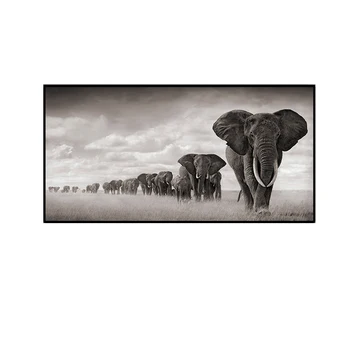 OUCAG Africa de Elefanți Cuadros Panza Pictura Animal Sălbatic Scandinavia Postere si Printuri de Arta de Perete Imaginile Pentru Camera de zi