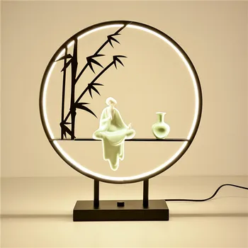 OUFULA Lampa de Masa Birou Rășină Moderne de Birou modern, Decor Creativ Pat Lampă cu LED-uri pentru Foaier, Camera de zi cu Pat Cameră