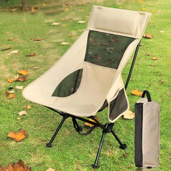 Outdoor portabil Pliant Camping Pescuit scaune din Aliaj de Aluminiu Grădină Moon Beach Spatar Scaun Pliabil Scaun