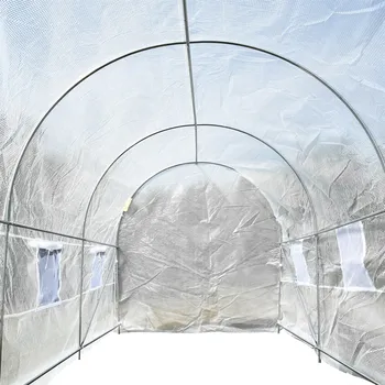 Outsunny grădină cu efect de seră 4x2x2m tip tunel Livadă 6 windows culturile de plante și legume acoperi PE 140g/㎡ rezistent la apa