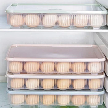 Ouă de plastic cutie bucătărie ou cutie de depozitare de 24 de Grilă Ouă suport care pot fi Stivuite de stocare congelator organizatorii ou Container de depozitare