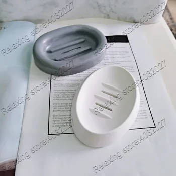 Oval săpunieră Beton, Matrite de Silicon DIY Ciment Cutie de Săpun Titularul Mucegai Rășină Epoxidică Mucegai Pentru Săpun de Stocare Placa Tava