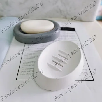 Oval săpunieră Beton, Matrite de Silicon DIY Ciment Cutie de Săpun Titularul Mucegai Rășină Epoxidică Mucegai Pentru Săpun de Stocare Placa Tava