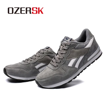 OZERSK 2021 Vânzare Fierbinte Moda Barbati piele de Căprioară Vacă Respirabil de Cauzalitate Pantofi Dantela-Up Pantofi pentru Bărbați Pantofi de Mers pe jos de Agrement Bărbați Apartamente Dimensiune 36~45
