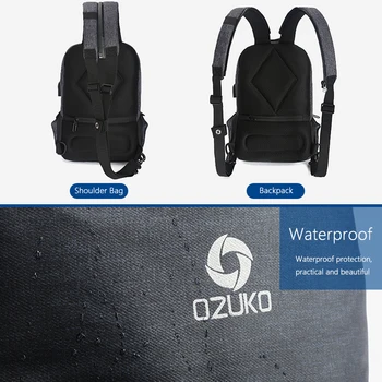 OZUKO Multifuncțional Pachet Piept Barbati Moda Crossbody Sac de Mesager de sex Masculin Rezistent la Apă Piept Saci de Încărcare USB de Călătorie Sac Sling