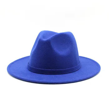 OZyc Tendință Bărbați Femei Margine Largă Alb Lână Simțit Jazz Pălării Fedora Retro Stil Culoare Solidă Panama Pălărie Trilby Petrecere Formală Hat 61 CM