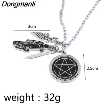 P2892 Dongmanli Supernatural seriale TV Masina de stea cu cinci colțuri, semn farmec de Metal lanț cheie de masina breloc pentru cheie inel