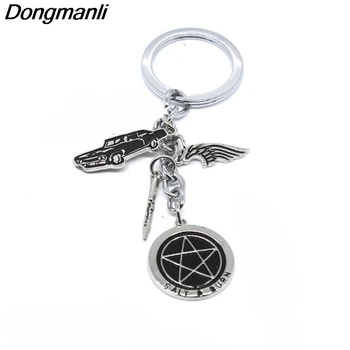 P2892 Dongmanli Supernatural seriale TV Masina de stea cu cinci colțuri, semn farmec de Metal lanț cheie de masina breloc pentru cheie inel