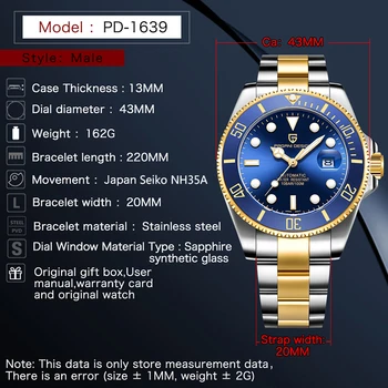 PAGANI Design bărbați ceas mecanic de brand de lux barbati ceas automată, rezistent la apa 100M sport ceas de afaceri Relogio Masculino NH35A