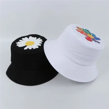 Palarie Unisex [Kwon ji yong/G] Peaceminusone PMO Fragmente de Pește Pălărie Daisy Capac de Desen de Mână Unisex Harajuku Casual Capac Pălărie