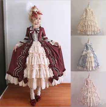 Palat Medieval dulce lolita rochie vintage din dantela bowknot mare pendul victorian rochie kawaii fata de gothic lolita op loli cosplay