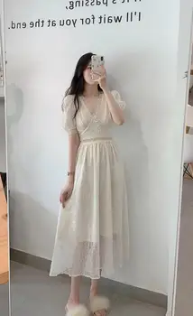 Palatul în Stil Dantela femeie zână rochie de epocă în 2020, noi V-gât gol sexy Banchet de înaltă talie subțire dulce petrecere de moda rochie lunga