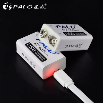 PALO 1-7pcs USB 9V 6F22 650mAh Acumulator de 9 volti litiu li-ion li-ion li-ion încărcare rapidă a bateriilor