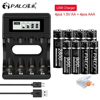 PALO DE 1,5 V AA Baterii Reîncărcabile Li-ion+1.5 v AAA Baterii Reîncărcabile Li-ion cu LCD Inteligent de 1.5 V Baterie cu Litiu Încărcător