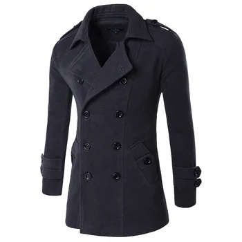 Palton barbati 2019 culoare Solidă insigna decor palton barbati Casual două rânduri de haine de iarnă Negru, gri deschis, gri inchis