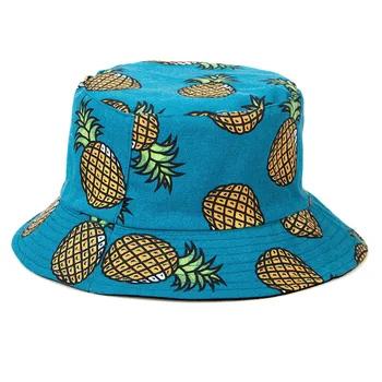 Panama Pălărie Găleată Bărbați Femei Vara, Galeata Cu Capac Ananas Banane Imprimare Pescar Pălărie Bob Hip Hop Gorros Reversibile Pălăria De Pescuit