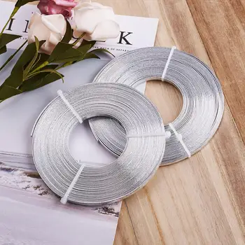 Pandahall Plat din Aluminiu Sârmă de Argint pentru a Face Bijuterii DIY 5x1mm; 10m/rola