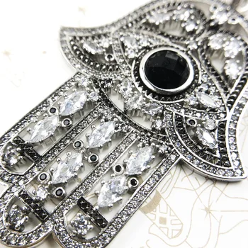 Pandantiv Negru Mâna lui Fatima,2019 Nou Brand de Bijuterii de Moda Europa Vintage Accesorii Argint 925 Cadou Pentru Femei Barbati