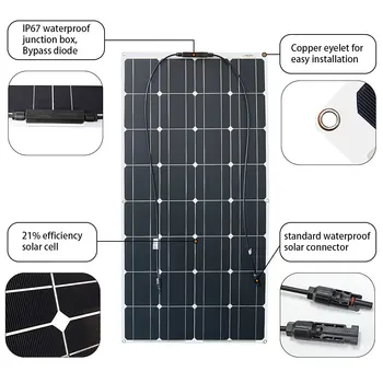 Panou solar de vânzare la cald de înaltă efficiengcy flexibil panou solar 12v mono panou solar kit pentru acasa camping barca