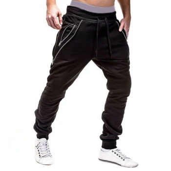 Pantaloni Casual Harem De Bărbați Pantaloni Pentru Manșetă Slim Straight Hip Hop Antrenamente Buzunare Zip Trening Îmbrăcăminte De Culoare Solidă Pantaloni Lungi
