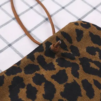 Pantaloni De Catifea Cord Geantă De Cumpărături Refolosibile Tote Geantă De Mână De Model Leopard Saci De Umăr Cumpărători