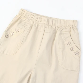 Pantaloni pentru femei Primavara-Vara Stretch Talie Pantaloni de Bumbac de Mijloc, Mama în Vârstă de Mari Dimensiuni Solid Casual Pantaloni Plus Dimensiune 5XL W1846