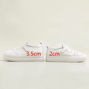 Pantofi albi din piele adidași confortabil rotund toe catarama dantelă sus toc plat uzura de zi cu zi respirabil călătorie AM29 MUYISEXI