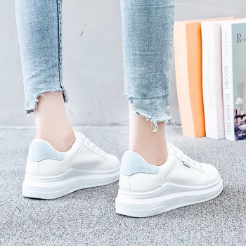Pantofi albi Femeile Platforma Adidași de Moda Femeie Casual Mocasini Nou Elev Fund Moale Creșterea Înălțime de 3,5 cm Doamnelor Clasice