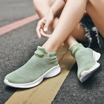 Pantofi pentru femei de Tricotat Ciorap Adidasi Femei Primavara-Vara Alunecare Pe Pantofi Plat pentru Femei Plus Dimensiune Mocasini Apartamente pereche de pantofi