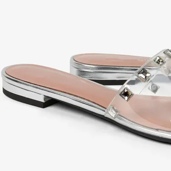 Pantofi pentru femei de Vară 2020 Noua Moda pentru Femei Transparent Low-Toc Plat Papuci Femei