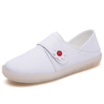Pantofi pentru femei pantofi de culoare solidă asistenta cârlig & bucla de pantofi albi femei albe plate spital pantofi de lucru
