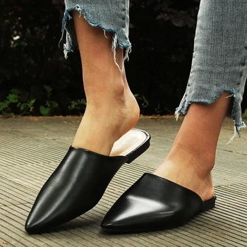 Pantofi plat 2020 Moda Catâri Pentru Femei din Piele PU Subliniat Toe Slip Pe Sandalias Femei Papuci de casa Sandale de Vara pentru Femei Pantofi