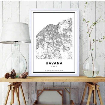 Panza HD Printuri Havana Poster de Arta de Perete Harta Decor Acasă Nordic Pictura Modular Minimalism Imagini Living-Cadru Nr.
