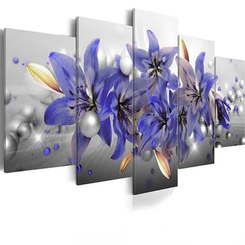 Panza HD Tipărite Pictura Arta de Perete 5 Panoul de Floare de Crin Perla Poster Imagini Decorațiuni interioare Pentru Living Modular Cadru