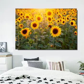 Panza Pictura Arta de Perete Tablouri de Floarea-soarelui Flori Printuri Peisaj Postere si Printuri de Plante Poster pentru Camera de zi Decor Acasă