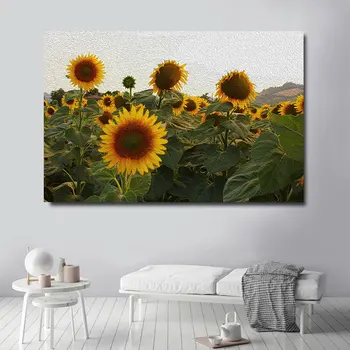 Panza Pictura Arta de Perete Tablouri de Floarea-soarelui Flori Printuri Peisaj Postere si Printuri de Plante Poster pentru Camera de zi Decor Acasă