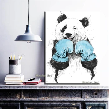 Panza pictura in ulei Modern Home Decor de Perete de Arta pictate în Alb Și Negru kung fu Panda Box panda pentru camera copil, living
