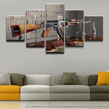 Panza Pictura pe Perete Imagini de Artă 5 Bucăți de Arme AK-47 Panza Imprimate, Poster Home Decor Pentru Camera de zi Moderna opera de Arta