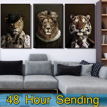 Panza Pictura pentru camera de zi HD Tigru, Zebra, Leopard, Leu Poster moderne de arta de perete decorativas abstracto Animale de imprimare imagine