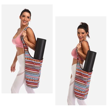 Panza Yoga Mat Geanta Sport Cu Fermoar Suport De Mare Capacitate Rezistente La Uzură Portabil Cu Buzunar Tipărite Moda Singur Umăr
