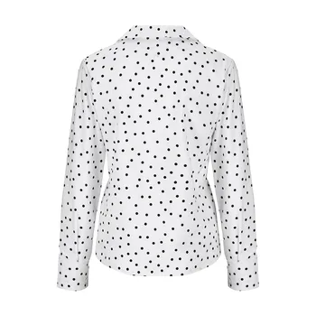Pas-jos Guler Bluza Femei de Moda Casual Dot Print Topuri Butonul Cu Buzunar Cămăși Albe Bluza blusas mujer de moda 2020#42