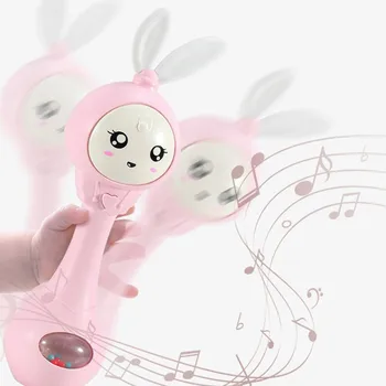 Patru într-Un singur Muzica Intermitent Nisip Ciocan Teether Copilului Jucăria Sunătoare Învățământ de Siguranță Material Clopot de Mână de Învățare Timpurie Jucarii