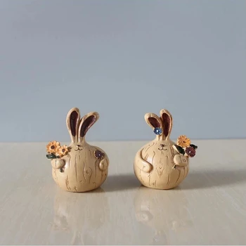 Paște Delicate Usturoi Iepuri Rășină Artware Decorare Birou Figura Ornament Chubby Bunny Manual Figurina Animal Cadou De Ziua De Nastere